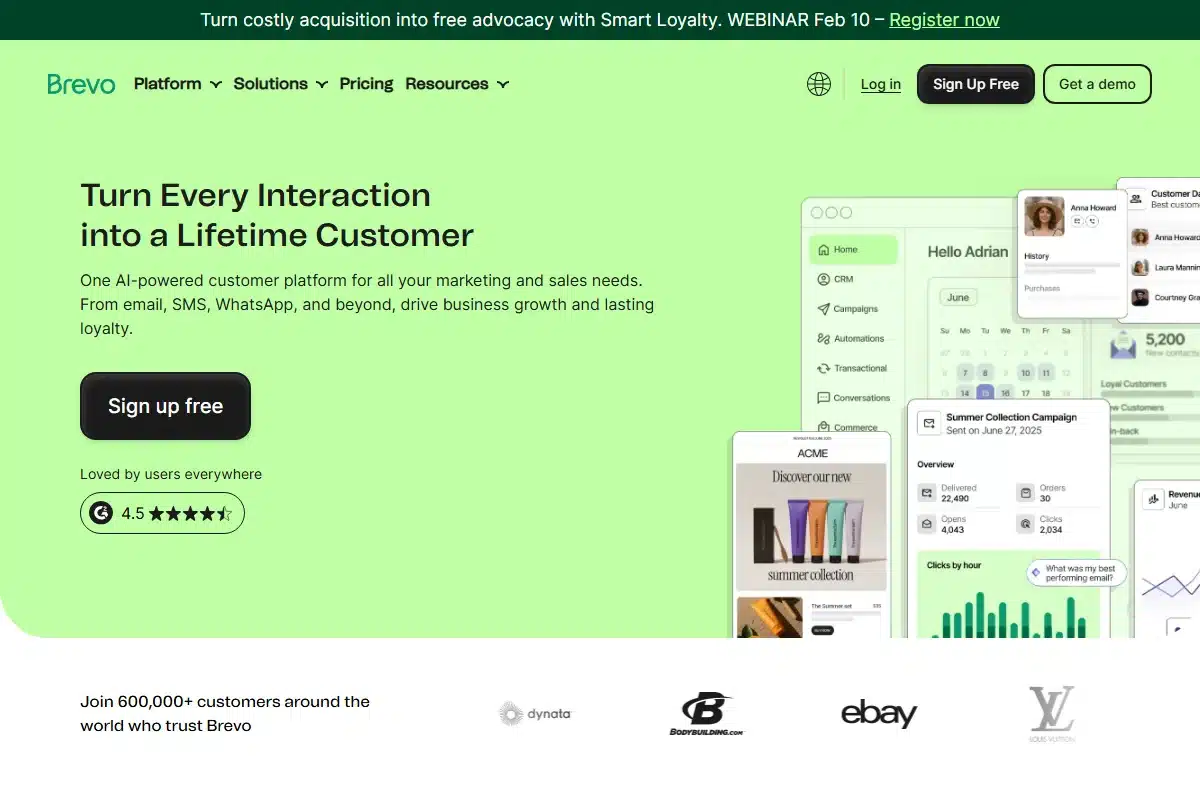 Brevo Newsletter Platform Homepage