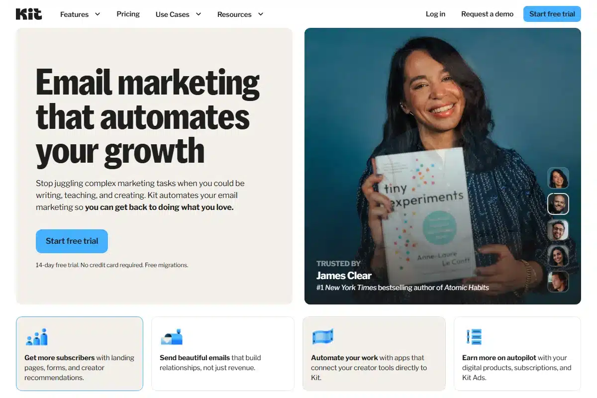 Kit (ConvertKit) Homepage for Creators