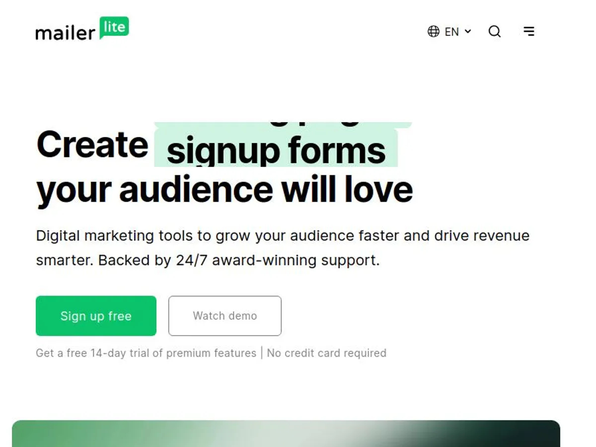 MailerLite Dashboard - Visual Editor